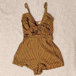 JAPNA Yellow Pin-Stripe Romper